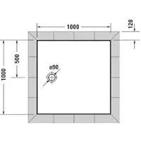 Duravit DU Duschwanne Tempano, 1000x1000mm Quadrat, Weiß