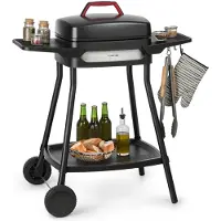 Klarstein Gatsby Elektrogrill Standgrill Tischgrill, Leistung: 2000 W, EasyGrill Concept, Grillfläche: 40 x 36 cm / Aluminiumdruckguss / Antihaft / Grillhaube, zwei Seitentische, schwarz