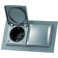 Thebo 2-fach Steckdose ST 3009 ST/2 EDELSTAHL mit Klappdeckel / Schukosteckdosen / Klappdeckel