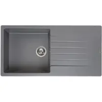 Reginox Granit-Spülbecken mit Abtropffläche, Becken links, Harlem 10 Grey Silvery 46x44 cm R31261
