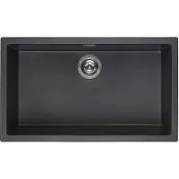 Reginox R30882 Regi Granit Spüle AMSTERDAM 72 Black Silvery ab 80 cm Schrankbreite / Auflagespüle / Unterbau / Einbauspüle