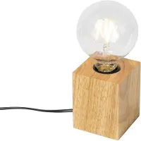 QAZQA Land Tischlampe Holz natürlich - Block