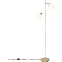 QAZQA Art Deco Stehleuchte Gold mit Milchglas 2 Licht Pallon
