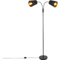 QAZQA Moderne Stehlampe Schwarz 2 Licht Carmen