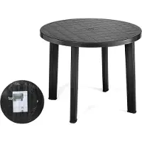 IPAE Progarden Gartentisch Tondo 90cm rund anthrazit Kunststoff Terrassentisch Balkontisch Gartenmöbel