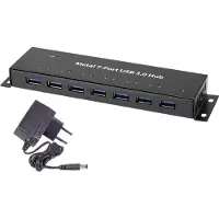 Renkforce RF-3955359 USB-Hub 7 Port USB-A USB 3.0 5 GBit/s zur Wandmontage, Metallgehäuse Schwarz RF-3955359