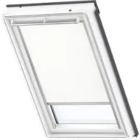 Velux Verdunklungsrollo "DKL 1025S" verdunkelnd ohne Bohren in Führungsschienen Stoff weiß mit weißen Führungsschienen & Griffleiste