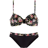 LASCANA Bügel-Bikini verstellbare Träger, Bikini-Hose mit bedrucktem Bündchen
