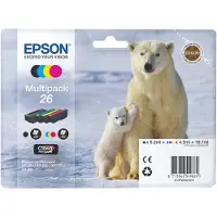 Epson Polar bear Multipack 4 Farben 26 Claria Premium Ink, Schwarz, Cyan, Magenta, Gelb, Tinte auf Pigmentbasis, Tinte auf Farbstoffbasis, 6,2 ml, 4,5 ml, 1 Stück(e)