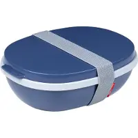 Mepal Lunchbox Ellipse duo, 1425 ml, Aufbewahrungsdose mit separatem Fach, Farbe: dunkelblau, Nordic denim