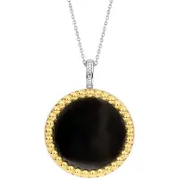 Ti sento Kette mit Anhänger Onyx bicolor vergoldet 6794BO