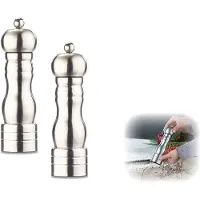 Rosenstein & Söhne Klassische Salz- & Pfeffermühle, Keramik-Mahlwerk, Edelstahl, 2er-Set