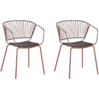 Beliani Set mit 2 Esszimmerstühlen Kupfer mit Metallic-Effekt Metall Sitzpolster Schwarz Kunstleder Glam Industriell Modern