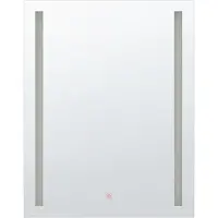 Beliani Badspiegel Silber 60 x 80 cm Kunststoff mit LED Beleuchtung mit Ausstrahlung Rechteckig Klassisch