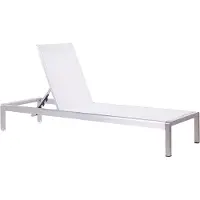 Beliani Gartenliege Weiß Silber Mesh Verstellbar Modern Balkon Terrasse
