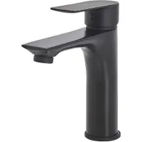 Beliani Wasserhahn Schwarz aus Messing Matt Badezimmer/ Armaturen/ Badarmaturen Klassischer Wasserhahn Modernes Design