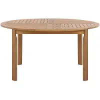 Beliani Gartentisch Akazienholz rund mit dekorativer Tischplatte Öffnung für den Sonnenschirm Modern Rustikal Klassisch