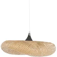 Beliani Hängeleuchte Hellbraun 118 x 64 cm aus Bambusholz und Metall geschwungene Form für Wohnzimmer Esszimmer Modernes Design
