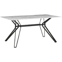 Beliani Esstisch Weiß 160 x 90 cm Glas Tischplatte Marmor Optik mit Metallbeinen Schwarz Rechteckig Modern Glamour Esszimmer Küche Wohnküche