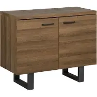Beliani Sideboard Dunkler Holzfarbton MDF Platte Metall 79 x 94 x 42 cm Modern Industrieller Stil Viel Stauraum Stabiles Gestell Wohnzimmer