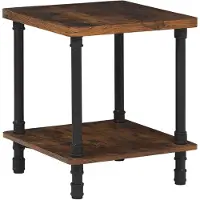 Beliani Beistelltisch Braun/ dunkler Holzfarbton/Schwarz aus Spanplatte/ Metall 48 x 48 cm Vielseitig Multifunktional Wohnzimmer Modernes Design