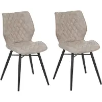 Beliani Esszimmerstuhl 2er Set Beige Polsterbezug Versteppung Metallbeine Modern