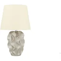 Beliani Tischlampe Gold Keramik 46 cm Stoffschirm Cremeweiß Wellenform Kabel mit Schalter Moderner Minimalistischer Stil