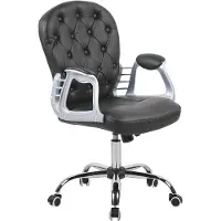 Beliani Bürostuhl Schwarz Kunstleder mit Bremsbaren Rollen Gasdruckfeder Höhenverstellbar Drehbar Wippfunktion Knopfheftung Chesterfield Drehstuhl