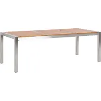 Beliani Gartentisch Eukalyptusholz Edelstahl 220 x 100 cm modern Outdoor Garten Terrasse