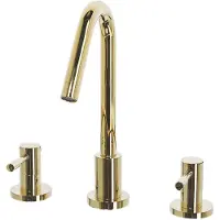 Beliani Waschbeckenarmatur 3-Loch-Armatur Wasserhahn geschwungene Form Edelstahl glänzendes Gold Stilvoll Modern Elegant Glamourös