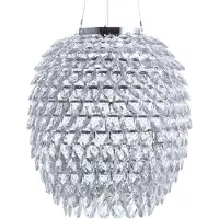 Beliani Hängeleuchte Silber Acrylglas rund mit Kristallen Kronleuchter-Optik Glamour Stil