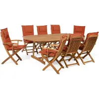 Beliani Gartenmöbel Set Hellbraun Rot Akazienholz Textil 8-Sitzer inkl. Auflagen Terrasse Outdoor Modern Landhaus
