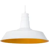 Beliani Hängeleuchte Weiß und Gelb Metall mit Schirm in Schalenform Modern Industrie Stil für Esszimmer Wohnküche Wohnzimmer