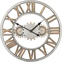 Beliani Wanduhr Silber mit Gold ø 46 cm im Metallic Look Rund Klassisch