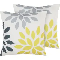 Beliani Gartenkissen 2er Set bunt 45 x 45 cm aus Polyester mit Blättermotiv Quadratisch Garten/ Balkon /Terrasse modernes Design