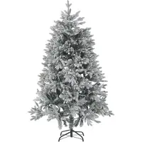 Beliani Weihnachtsbaum 180 cm Weiß Schneebedeckt mit Kunstschnee und Ständer Weihnachtszeit/ Weihnachten/ Wohnzimmer Modern