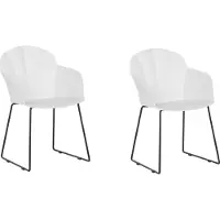 Beliani Esszimmerstuhl 2er Set Weiß Kunststoff Metallbeine Pulverbeschichtet Bequem Modern Wohnzimmer Esszimmer Terrasse