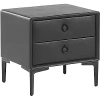 Beliani Nachttisch Schwarz Kunstleder mit 2 Schubladen Schwarze Metallbeine Modern Schubladenschrank Nachtschrank für Schlafzimmer