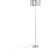 Beliani Stehlampe Silber Metall 160 cm Schirm mit Kristallen aus Acrylglas langes Kabel mit Schalter Moderner Glamouröser Stil