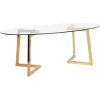 Beliani Couchtisch Transparent Gold 60 x 120 cm Glasplatte mit Edelstahl Universell einsetzbar Oval Modern