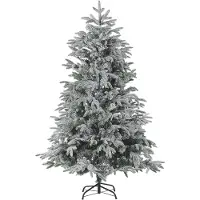 Beliani Weihnachtsbaum 210 cm Weiß Schneebedeckt mit Kunstschnee und Ständer Weihnachtszeit/ Weihnachten/ Wohnzimmer Modern
