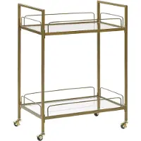 Beliani Servierwagen Gold Glas Metall 90 x 66 x 40 cm Mobil Funktional Wohntimmer Küche