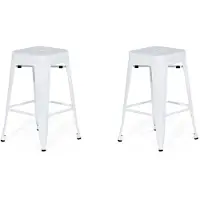 Beliani Trendy Barhocker 2er Set Weiß Metall 60 cm Industriell