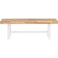 Beliani Bank Braun / Weiß aus Akazienholz weiße Beine rustikal Indoor Outdoor