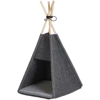 Beliani Tierbett Dunkelgrau Filz 35x40 cm Tierkorb Tipi-Zelt für kleine Hunde, sowie Katzen