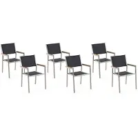 Beliani Gartenstühle 6er Set Schwarz Polyester Edelstahl Modern Terrasse Outdoor