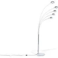 Beliani Stehlampe Silber Metall 210 cm 5-flammig Marmorfuß verstellbare Schirme langes Kabel mit Schalter Bogenlampe Industrie Look