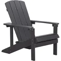 Beliani Gartenstuhl Dunkelgrau Kunstholz breite Armlehnen Muskoka Adirondack Stil Terrasse Outdoor