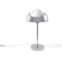 Beliani Tischlampe Silber Metall 44 cm runder Schirm Kabel mit Schalter Industrie Look