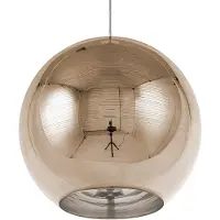 Beliani Hängeleuchte Gold Glas Schirm in Kugelform mit transparenten Streifen Moderner Stil